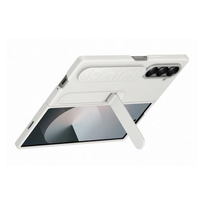 Samsung Silicone Stand Case Samsung Galaxy Z Fold6 5G Wit Met standaard, Met polsband