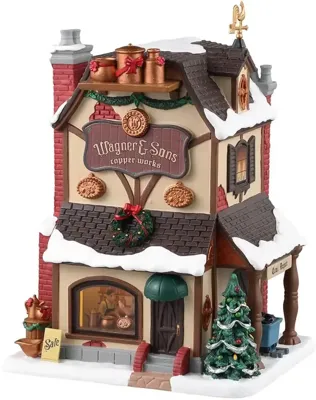 Lemax wagner & sons copper works verlicht kersthuisje Caddington Village 2023