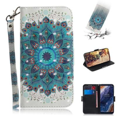 3D gekleurde tekening Pauw krans patroon horizontale Flip lederen case voor Nokia 9 met houder & card slots & portemonnee 3D gekleurde tekening Pauw krans patroon horizontale Flip lederen case voor Nokia 9 met houder & card slots & portemonnee