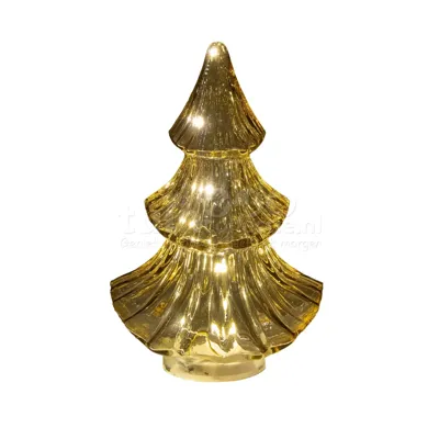 LED everlands kunstkerstboompje glas amber H24cm