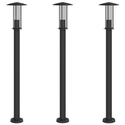 Vloerlamp voor buiten 3 st 100 cm roestvrij staal zwart Vloerlamp voor buiten 3 st 100 cm roestvrij staal zwart