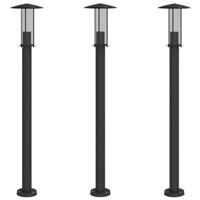 Vloerlamp voor buiten 3 st 100 cm roestvrij staal zwart - thumbnail