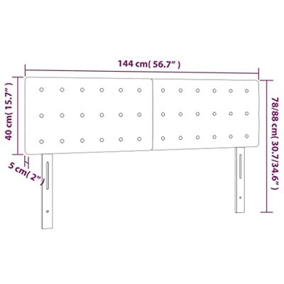 Hoofdbord LED 144x5x78/88 cm stof zwart