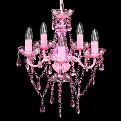 VidaXL Kristallen licht met 5 gloeilampen rosa - thumbnail