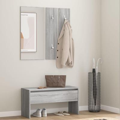 Garderobe set bewerkt hout grijs sonoma eikenkleurig
