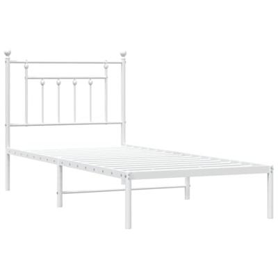 Bedframe met hoofdbord metaal wit 90x200 cm Bedframe met hoofdbord metaal wit 90x200 cm