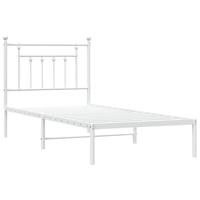 Bedframe met hoofdbord metaal wit 90x200 cm - thumbnail