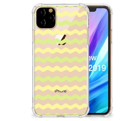 Apple iPhone 11 Pro Max Doorzichtige Silicone Hoesje Waves Yellow Apple iPhone 11 Pro Max Doorzichtige Silicone Hoesje Waves Yellow