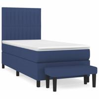 Boxspring met matras stof blauw 90x190 cm - thumbnail