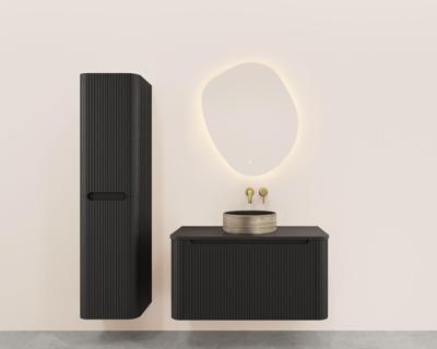 Onderkast Wiesbaden Sulora 100x48 cm Afgeronde Hoeken Geribbeld Met 1 Lade 1 Uitsparing Mat Zwart Onderkast Wiesbaden Sulora 100x48 cm Afgeronde Hoeken Geribbeld Met 1 Lade 1 Uitsparing Mat Zwart