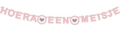 Letterslinger hoera een meisje roze | 5 stuks