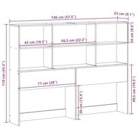Hoofdbord met opbergruimte 140 cm massief grenenhout wasbruin - thumbnail