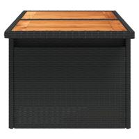 Tuintafel 100x55x73 cm poly rattan en acaciahout zwart - thumbnail