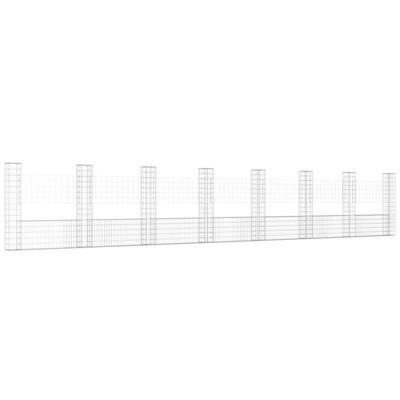 Schanskorf U-vormig met 8 palen 860x20x150 cm ijzer