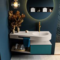 MONDIAZ RIVA 120cm badmeubel onderkast / planchet kleur Smag met 1 lade. Wastafel DULCET rechts 1 kraangat kleur Linen. - thumbnail