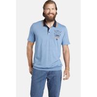 Jan Vanderstorm loose fit polo Plus Size blauw - thumbnail