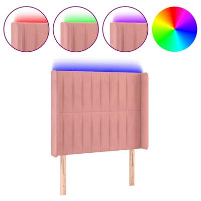 Hoofdbord LED 93x16x118/128 cm fluweel roze