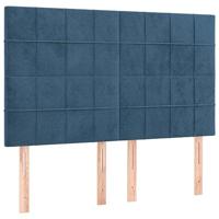 Boxspring met matras fluweel donkerblauw 140x190 cm - thumbnail