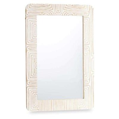 Wandspiegel Gift Decor Wit Bruin 90 x 60 x 2 cm Rechthoekig