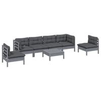 7-delige Loungeset met kussens massief grenenhout - thumbnail