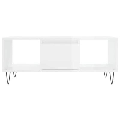 Salontafel 90x50x36,5 cm bewerkt hout hoogglans wit