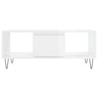Salontafel 90x50x36,5 cm bewerkt hout hoogglans wit - thumbnail