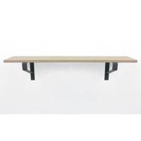 Eiken 18mm wandplank recht 120 cm op 20 cm diepe plankdragers - thumbnail