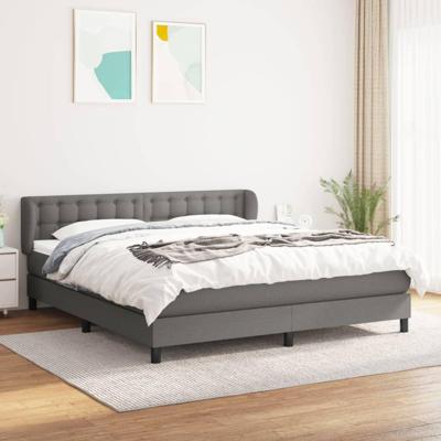 Boxspring met matras stof donkergrijs 180x200 cm