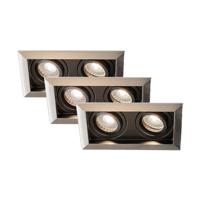 Set van 3 Durham - LED Inbouwspot - 8 Watt 690 Lumen - 4000K Neutraal wit - Dubbel - GU10 - Kantelbaar - Verzonken - IP20 voor binnen - Rechthoek - RVS - thumbnail