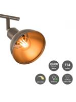 Landelijke LED Opbouwspot Denver - Naturel - 58/10.5/24cm - Dimbaar - plafonniere gemaakt van hout en metaal - inclusief LED lichtbron - E14 fitting - 4W - 400lm - 2700K - warm wit licht - thumbnail