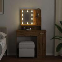 Kaptafel met LED-verlichting 86,5x35x136 cm artisanaal eiken - thumbnail