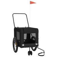 Hondenfietstrailer oxford stof en ijzer zwart - thumbnail