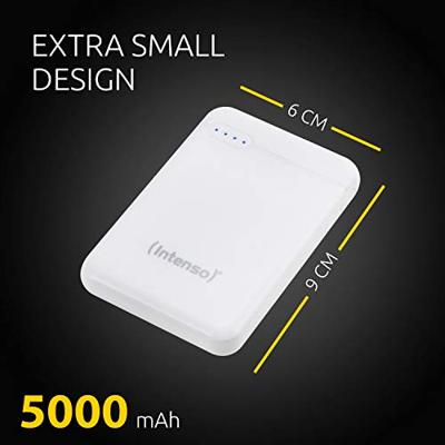Intenso XS5000 Powerbank 5000 mAh LiPo USB-A, USB-C, Micro-USB Wit Statusweergave