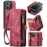 Caseme - iPhone 15 Pro Max - Vintage 2 in 1 portemonnee hoes - Rood - thumbnail