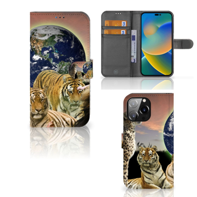 iPhone 14 Pro Max | Telefoonhoesje | Met pasjeshouder | Roofdieren