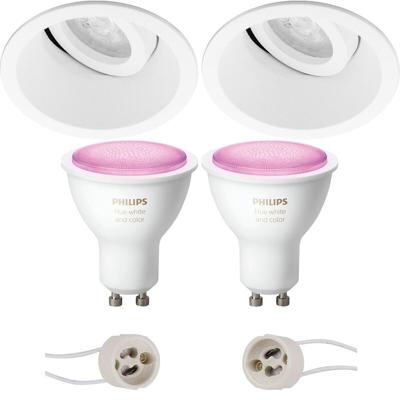 Philips Hue Inbouwspot Set Ø93mm - Mat Wit - Kantelbaar LED GU10