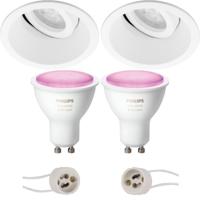 Philips Hue Inbouwspot Set Ø93mm - Mat Wit - Kantelbaar LED GU10 - thumbnail