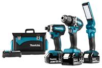 Makita DLX3090TX1 18v 5.0Ah Combiset accuboormachine DDF484 en slagschroevendraaier DTD153 + Lamp DML801 + 3e accu - DLX3090TX1 - thumbnail