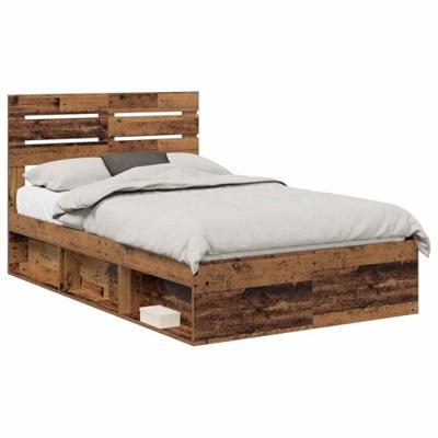 Bedframe met hoofdeinde Oudhout 120 x 190 cm Massief grenenhout