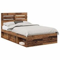 Bedframe met hoofdeinde Oudhout 135 x 190 cm Massief grenenhout - thumbnail