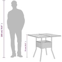 Tuintafel met acaciahouten blad 80x80x75 cm poly rattan zwart - thumbnail