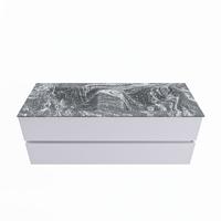 MONDIAZ VICA-DLUX 130cm badmeubel onderkast Cale 2 lades. Inbouw wastafel CLOUD dubbel zonder kraangat, kleur Lava. - thumbnail