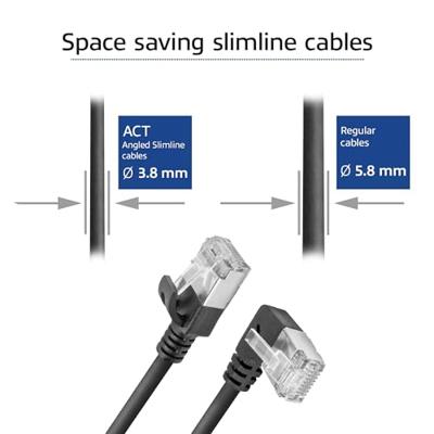 ACT Zwarte 0.5 meter U/FTP CAT6A LSZH Slimline patchkabel met RJ45 connectoren recht naar 90° haaks - thumbnail