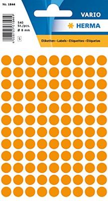 Etiket herma 1844 rond 8mm fluor oranje 540stuks