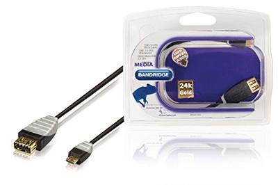 Bandridge BBM60515B02 USB 2.0-OTG-kabel (USB-stekker, 0,2 m) zwart