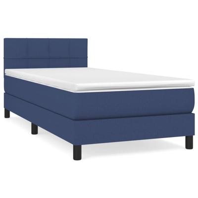 Boxspring met matras stof blauw 90x190 cm - thumbnail