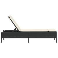 Ligbed met kussen poly rattan zwart - thumbnail
