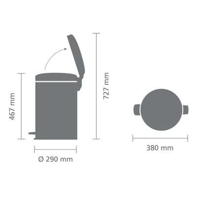 brabantia Newicon 114106 Pedaalemmer (groot) 20 l Staal (Ø x h) 290 mm x 467 mm Zwart Met voetpedaal 1 stuk(s)