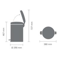 brabantia Newicon 114106 Pedaalemmer (groot) 20 l Staal (Ø x h) 290 mm x 467 mm Zwart Met voetpedaal 1 stuk(s) - thumbnail