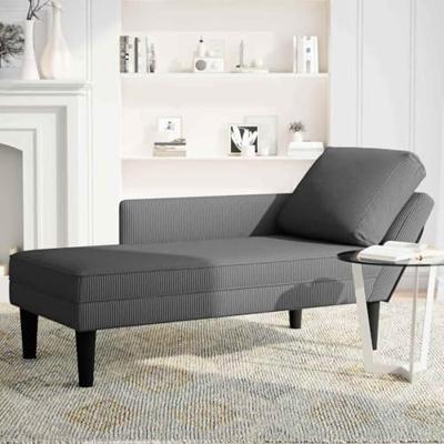 Chaise longue met kussen corduroy stof donkergrijs